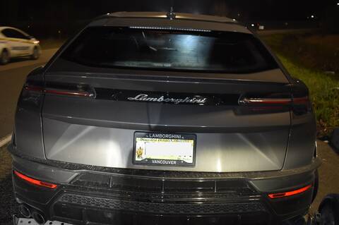 Police stop Lamborghini driver going double the speed limit on Alex Fraser Bridge
