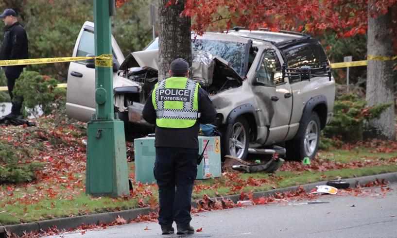 Person dies after vehicle crashes into tree in Burnaby, police say